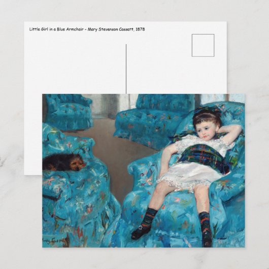 Carte Postale Mary Cassatt - Petite fille dans un fauteuil bleu (Devant / Derrière)