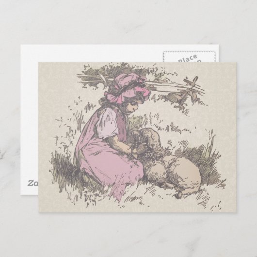 Carte Postale Mary Had a Little Lamb Nursery Rhyme (Devant / Derrière)