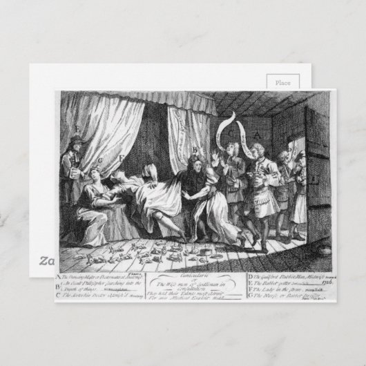 Carte Postale Mary Toft, apparemment en train d'accoucher de lap (Devant / Derrière)