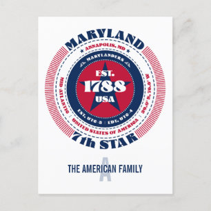 Carte Postale Maryland, Annapolis, MD, Patriotique, Monogramme