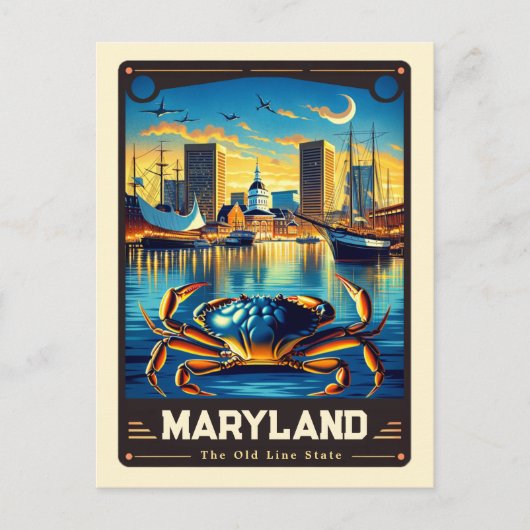 Carte Postale Maryland | Esprit patriotique Vintage (Devant)