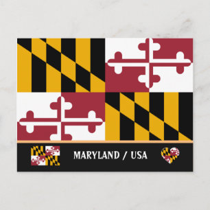 Carte Postale Maryland Flag & Maryland State USA /America