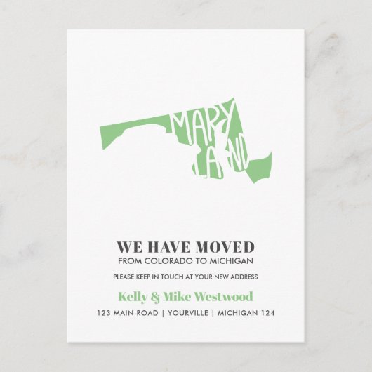 Carte Postale MARYLAND Nous avons proposé Nouvelle adresse Nouve (Devant)