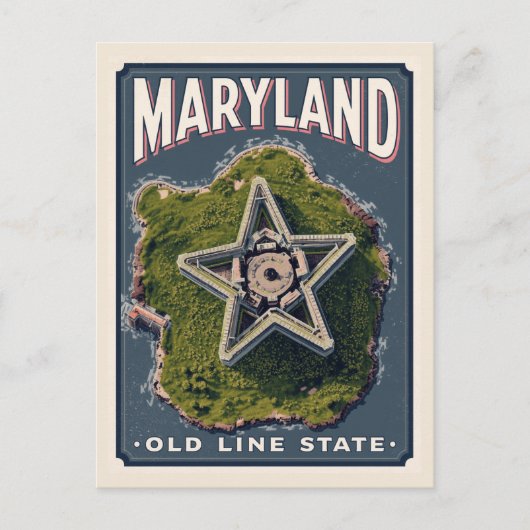 Carte Postale Maryland Old Line State Star Fort Aerial View (Devant)