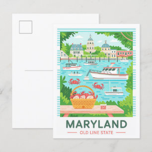 Carte Postale Maryland Old Line State USA Summer Travel