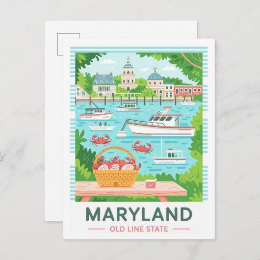 Carte Postale Maryland Old Line State USA Summer Travel (Devant / Derrière)