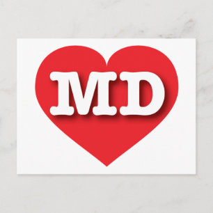 Carte Postale Maryland Red Heart - J'aime MD