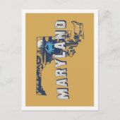 Carte Postale Maryland Retro Voyage Design Icone États-Unis (Devant)