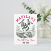 Carte Postale Maryland The Old Line State Établ. 1788 Blason (Debout devant)