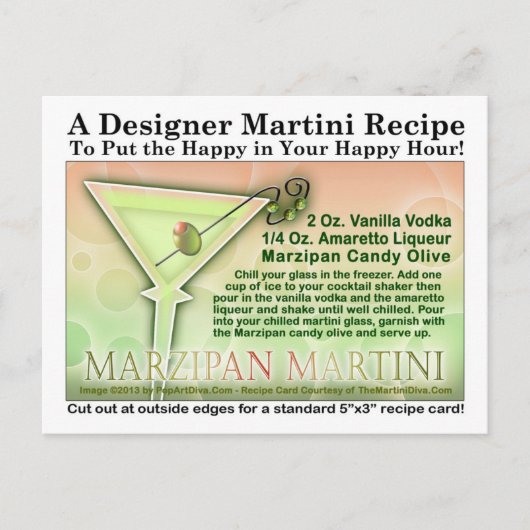 Carte postale Marzipan Martini Recette (Devant)
