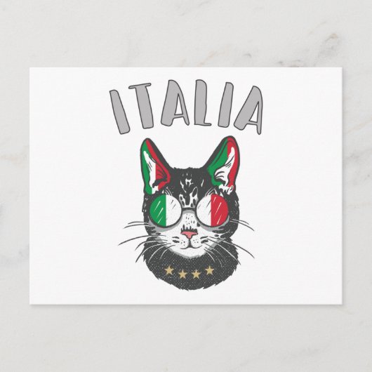 Carte Postale Mascotte de chat de football d'Italie Drapeau de s (Devant)
