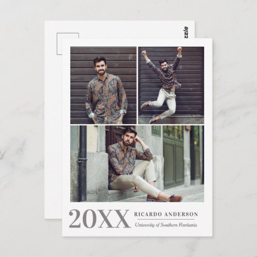 Carte Postale Masculine College 3 Faire-part d'obtention d'un di (Devant / Derrière)