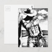 Carte Postale Masculine d'art artisanal Western Cowboy (Devant / Derrière)