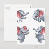 Carte Postale Masoct de dessin d'éléphant (Devant / Derrière)