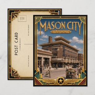 Carte Postale Mason City Iowa Art Déco Vintage de l'Âge d'Or