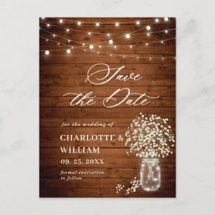 Carte Postale Mason du souffle de bébé Mariage de jarre Enregist