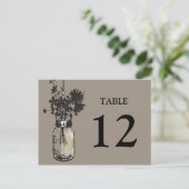 Carte Postale Mason Jar & Fleur sauvage Table Card (Debout devant)