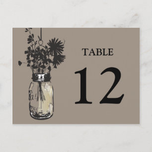 Carte Postale Mason Jar & Fleur sauvage Table Card