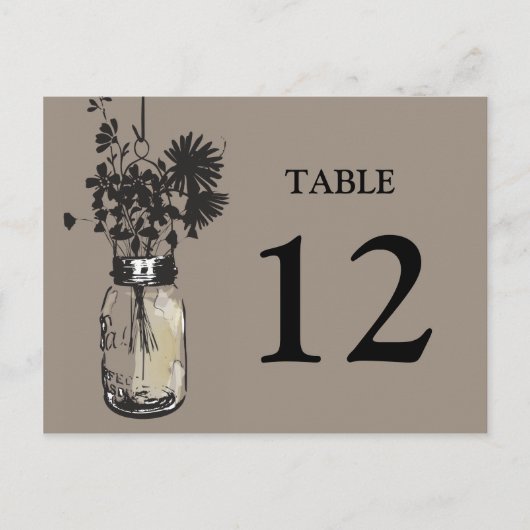 Carte Postale Mason Jar & Fleur sauvage Table Card (Devant)