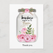 Carte Postale Mason Jar Fleurs Merci Enseignant (Devant)