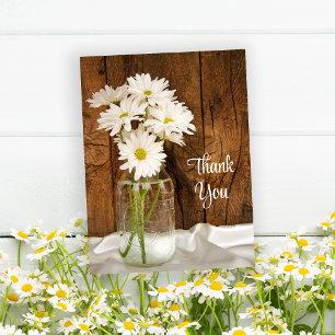 Carte Postale Mason Jar White Daisies Barn Mariage Merci