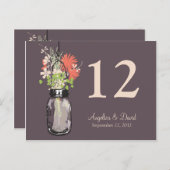 Carte Postale Mason Jar & Wildflowers Table Card (Devant / Derrière)