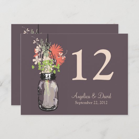 Carte Postale Mason Jar & Wildflowers Table Card (Devant / Derrière)