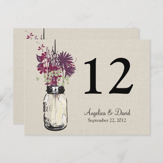Carte Postale Mason Jar & Wildflowers Table Card (Devant / Derrière)