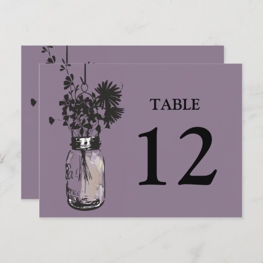 Carte Postale Mason Jar & Wildflowers Table Card (Devant / Derrière)