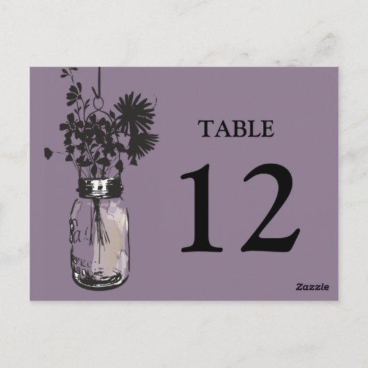 Carte Postale Mason Jar & Wildflowers Table Card (Dos)