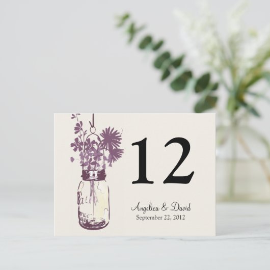 Carte Postale Mason Jar & Wildflowers Table Card (Debout devant)