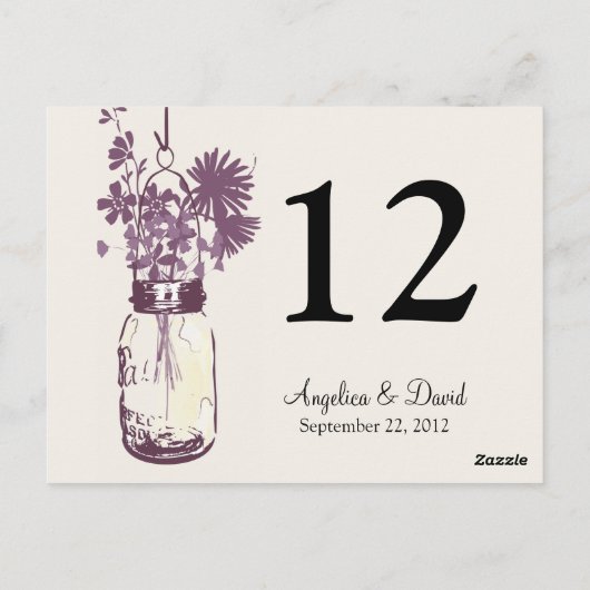 Carte Postale Mason Jar & Wildflowers Table Card (Dos)