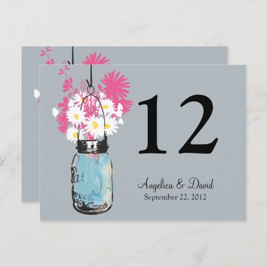 Carte Postale Mason Jar & Wildflowers Table Card (Devant / Derrière)