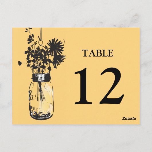 Carte Postale Mason Jar & Wildflowers Table Card (Dos)