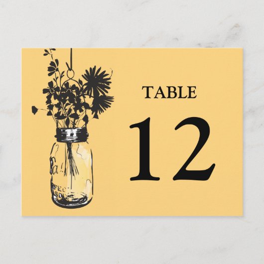 Carte Postale Mason Jar & Wildflowers Table Card (Devant)