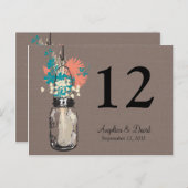 Carte Postale Mason Jar & Wildflowers Table Card (Devant / Derrière)