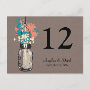 Carte Postale Mason Jar & Wildflowers Table Card