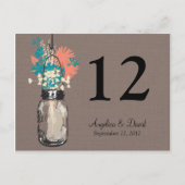 Carte Postale Mason Jar & Wildflowers Table Card (Devant)