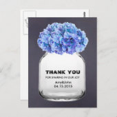 Carte Postale Mason jarre bleu hydrangea merci note hydrangea7 (Devant / Derrière)