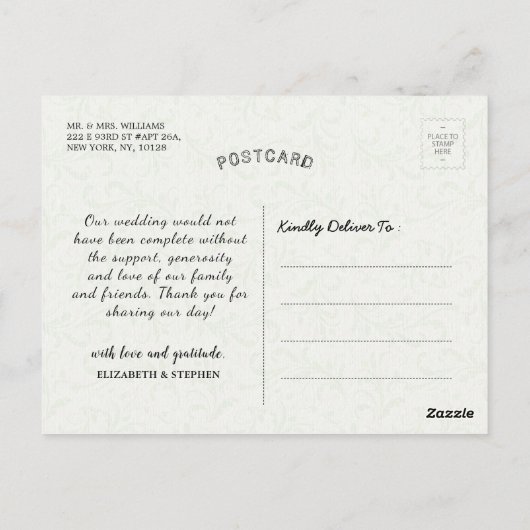 Carte Postale Mason Jars Chaîne Lumières Fleurs Mariage Merci (Dos)