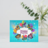 Carte Postale Masque coloré Joyeux Purim (Debout devant)