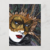 Carte Postale Masque de carnaval noir et or par PSOVART (Devant)