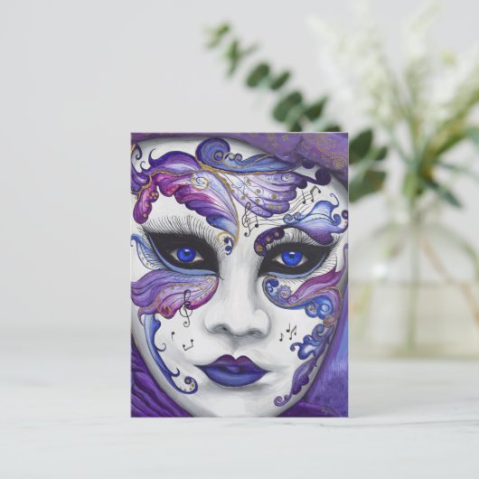 Carte Postale Masque de carnaval pourpre par PSOVART (Debout devant)