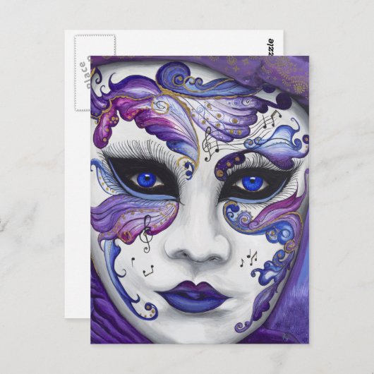 Carte Postale Masque de carnaval pourpre par PSOVART (Devant / Derrière)