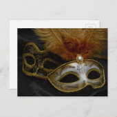 Carte Postale Masque de Carnaval Vénitien doré Mascarade (Devant / Derrière)