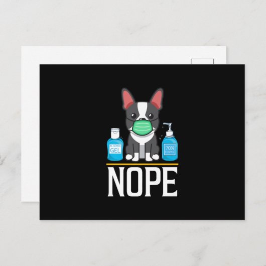 Carte Postale Masque de gel hydroalcoolique pour visage de Bosto (Devant / Derrière)