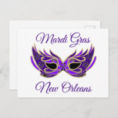 Carte Postale Masque de Mardi Gras La Nouvelle-Orléans (Devant / Derrière)