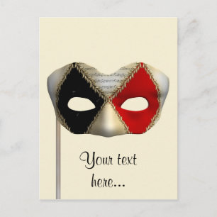 Carte Postale Masque de Mascarade Élégant pour Soirée de Carnava