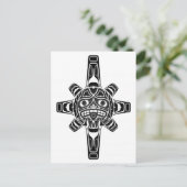 Carte Postale Masque de soleil haïda noir en blanc (Debout devant)