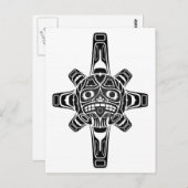 Carte Postale Masque de soleil haïda noir en blanc (Devant / Derrière)